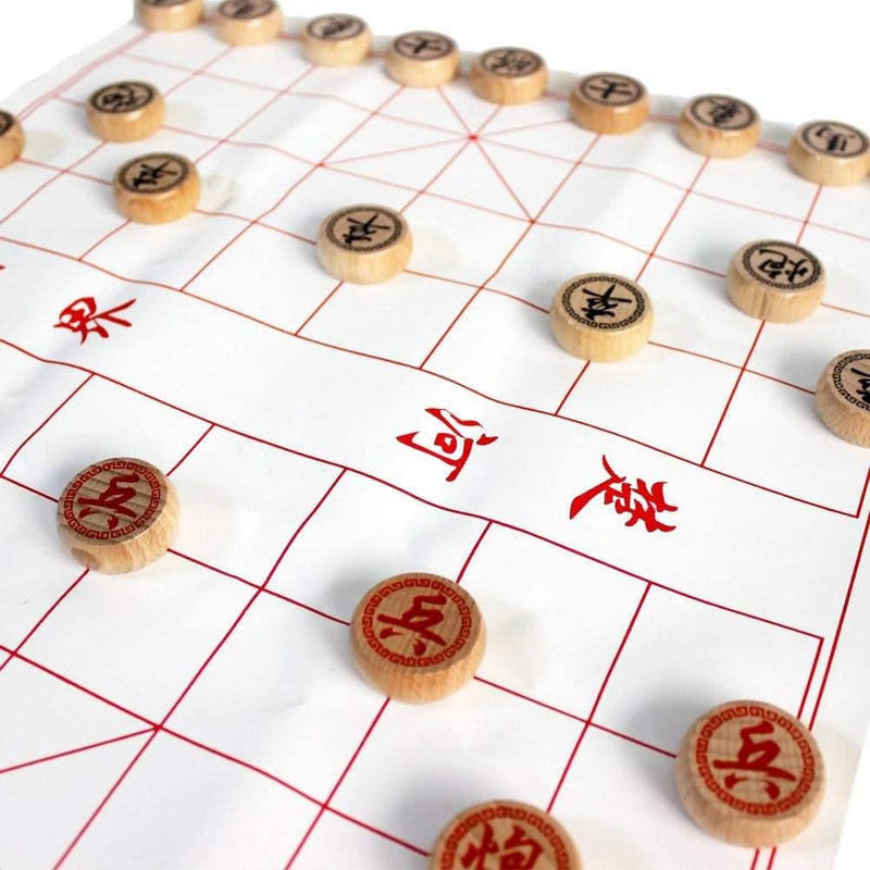 GoodPlay Beechwood Chinese Chess Set Xiangqi Travel Games Sets with Leather Chessboard in a Hard Paper Box - Image 5